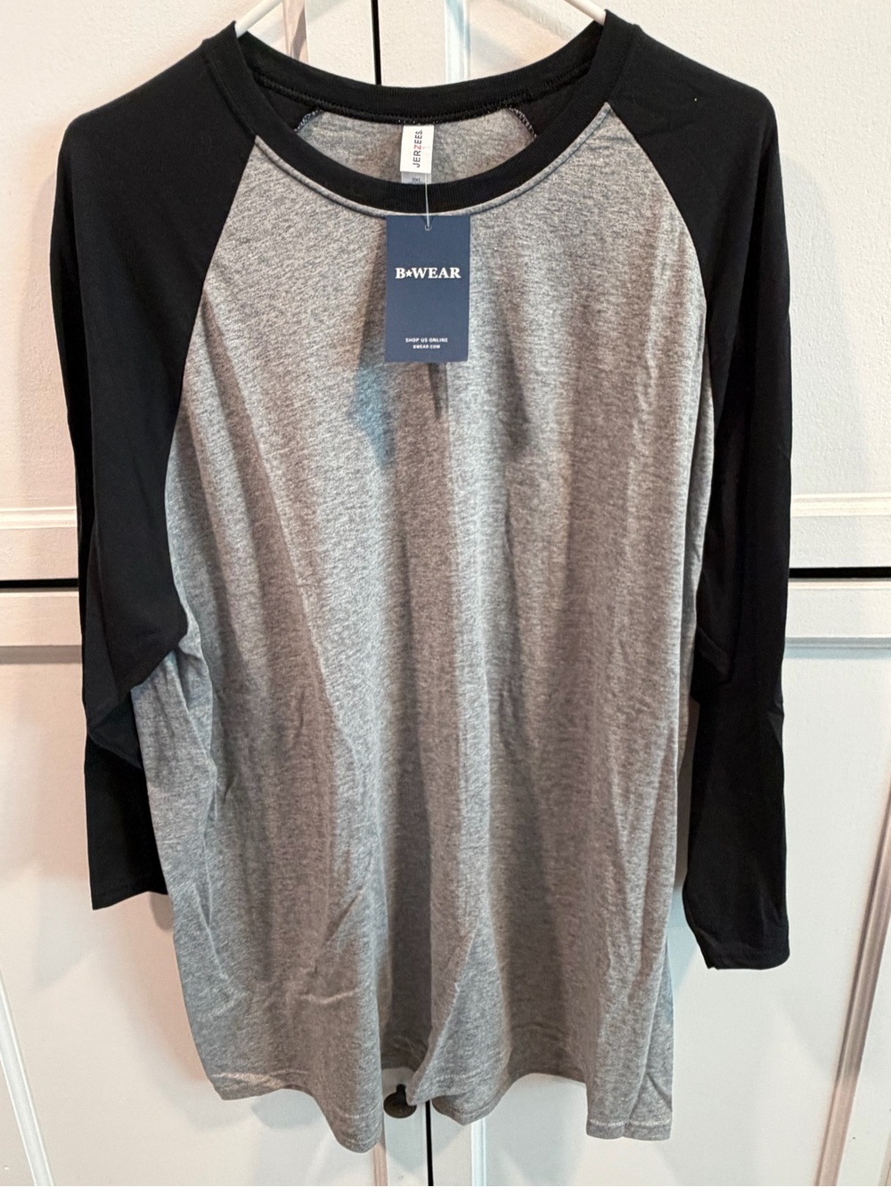 Jerzees Black & Gray Raglan Long Sleeve Tee